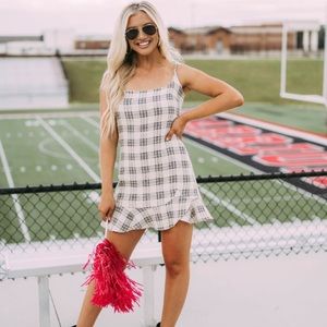 These Three Boutique Plaid Back Tie Ruffle Dress